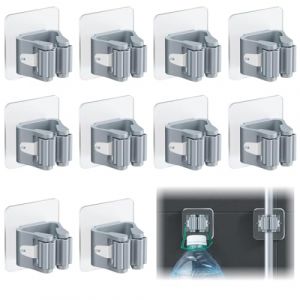 DWFEYOI Accroche Balai Mural, Range balai mural, 10 Pièces Porte Balais Mural, Porte Balais Mural Sans Percage, Convient pour Cuisine, Salle de Bain, Jardin, Garage (Binherd OU, neuf)