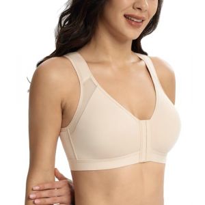Lemorosy Soutien-Gorge Femme Fermeture Devant Redresse Dos correcteur de Posture Grandes Tailles sans Armatures sans Rembourrage Beige 105C (Lemorosy, neuf)