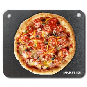 VEVOR Pierre &agrave; Pizza 406 x 368 x 10 mm Plaque &agrave; Pizza pour Four Pr&eacute;-assaisonn&eacute;e en Acier au Carbone Plat &agrave; Pizza Croustillante Rectangulaire pour Pizza Fra&icirc;che ou Surgel&eacute;e/Pain/Steak/L&eacute;gumes Barbecue (VEVOR Direct Store FR, neuf)