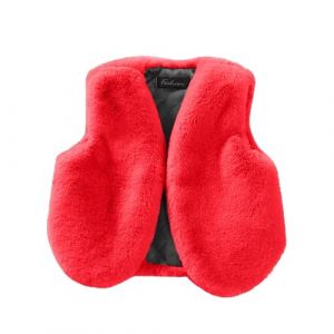 Gilet en Fausse Fourrure Enfant Fille sans Manche Veste d'hiver &eacute;paisse et Chaude Gilet Matelass&eacute; en Fausse Fourrure Manteau Filles Hiver Chaude en Peluche Gilets Polaire Manteaux 1-10 Ans (⭐⭐⭐⭐⭐5.0 Yaair-OEF, neuf)