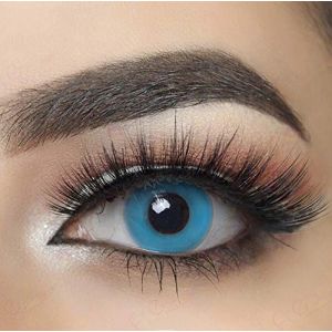 MYSA LENS® Lentilles De Contact De Couleur Fantaisie Crazy Lens Cosplay Halloween Yeux Bleu Demon Oeil Bleu Out Blue Out Etui Offert 12 Mois sans correction (MYSA LENS®, neuf)