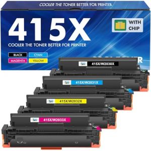 415X 415A Toner: (avec Puce) Compatible pour HP 415X Toner Color Laserjet Pro MFP M479fdw M479fnw M479dw M479fdn M454dw M454dn M479 W2030X W2031X W2032X W2033X (Noir Cyan Magenta Jaune, Pack de 4) (Origin EU, neuf)