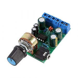 Module Amplificateur Audio TDA2822M 2 Canaux DC 1.8-12V - Carte Ampli St&eacute;r&eacute;o pour Voiture avec Entr&eacute;e AUX 3.5mm - Puissance de 0.1W &agrave; 5W - Compatible avec Haut-parleurs de 4 &agrave; 32 Ohms (Kerindas, neuf)