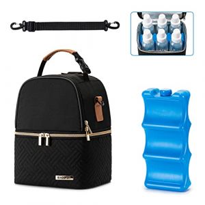 BABEYER Sac réfrigérant Lait Maternel - 6 biberons 270ml, Pack Glace, bandoulière - pour Pompe/Allaitement/Voyage/Travail - Noir (HB LINE, neuf)