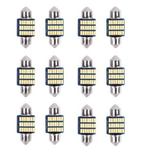 12 Pi&egrave;ces Ampoule LED Voiture - Eclairage Led Voiture Kit Universel 12V 6000K Blanc Froid, Super Lumineux 36 LEDs par Ampoule, Facile Plug and Play pour Plafonnier, Tableau de Bord, camping-car (HUA QIAN, neuf)