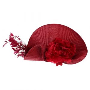 SOIMISS Chapeau Bibi Femme pour Mariage et Cocktail Serrage-T&ecirc;te Bandeau Fleuri Fait Main avec Plumage Accessoire Vintage pour Tea Party et Occasions Formelles Couleur Rouge &Eacute;l&eacute;gant (Star-wish, neuf)