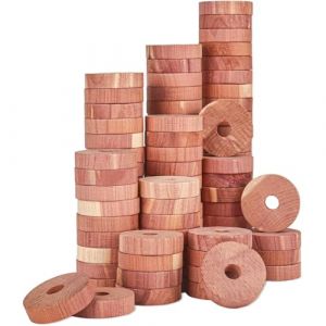 Anneaux de Cedre, Lot de 30 Bois De Cedre Anti Mites, Antimites Vetements Penderie, Anti Mites Textiles pour Les Armoires, Les Tiroirs, Les étagères à Chaussures, Les Armoires de Rangement (fuzhoufendaixuekejiyouxiangongsi, neuf)