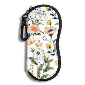 Étui à Lunettes Lunettes de Soleil Pochette Souple Avec Clip de Ceinture étui à Lunettes Ultra Léger en Néoprène à Fermeture éclair Lunettes de Soleil Imprimées pour Hommes et Femmes(Belles fleurs) (CHENYIMEI, neuf)
