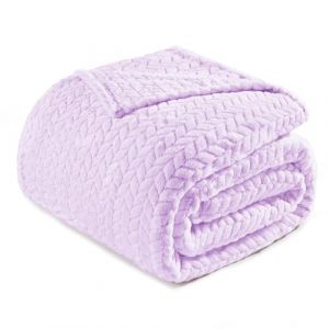 Exclusivo Mezcla Plaid Couverture Polaire en Flanelle, 230 x 170 cm Douce et Tissu Jacquard Plaid Couvertures de Canapé Imprimées de Feuilles, Lilas Violet (EXclusivo Mezcla, neuf)