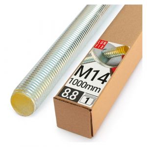 Lun Fix Tige filet&eacute;e | M14 x 1000 mm | Acier haute r&eacute;sistance 8.8 | DIN 976 | Filetage m&eacute;trique | Goujon filet&eacute; M14 | Vis longue | Fixation industrielle | Montage m&eacute;tal (LUN FIX, neuf)