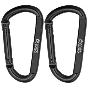 NEXAFIX &ndash; Mousqueton Noir INOX M8 8 cm (Lot de 2) &ndash; Crochet Mousqueton Porte Cl&eacute; 250 kg pour Hamac Balan&ccedil;oire Chien Camping Randonn&eacute;e (MODACODE FR, neuf)