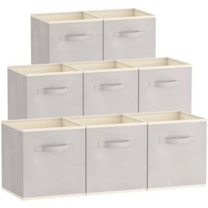 Lifewit Lot de 8 Cubes de Rangement, Caisses Rangement, Paniers Rangement Pliables en Tissu, Boites de Rangement avec Poign&eacute;es, Organisateurs pour Vetements, Jouets, 33 x 33 x 33 cm,36L Gris Clair (Lifewit Home FR, neuf)