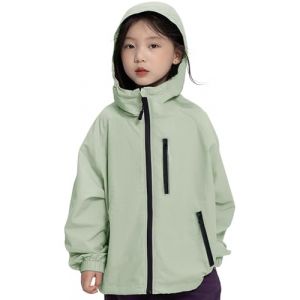 Rolanko Veste Imperméable à Capuche pour Filles, Manteau de Pluie Léger Coupe-vent Vêtements de Pluie pour Garçons de 7 à 14 Ans, Vert, Taille: 170/13-14 Ans (rolanko, neuf)