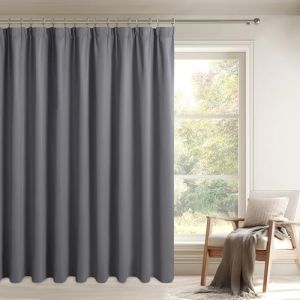 DWCN Lot de 1 rideau de séparation de pièce, 250 x 210 cm (l x h) - Avec galon fronceur, occultant et thermique - Protection contre le froid - Extra large - Opaque - Rail pour chambre à coucher - Gris (DWCN EU, neuf)
