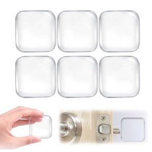 LQUYTA6 Pi&egrave;ces But&eacute;e de Porte Auto-adh&eacute;sive 42mm Poign&eacute;e de Porte Coussin de Protection en Silicone pour la Protection des Portes de Meuble et Portes de R&eacute;frig&eacute;rateur (Carr&eacute; Transparent) (CCtunCanton O&Uuml;, neuf)