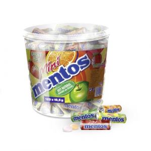 Mentos - Mini Rouleaux Fruits - Bonbons Tendres et Croquants - 120 Pi&egrave;ces Tubo, 4 Go&ucirc;ts Assortis, Multicolore - Mini Rouleaux &agrave; Partager (Warenhaus Ebeling, neuf)