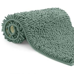 Poligono Tapis de Bain en Microfibre, Tapis Salle de Bain Longueur 70 x 120 cm, Tapis de WC, Doux, Antidérapant,Vert d'eau (N.SALARIO, neuf)