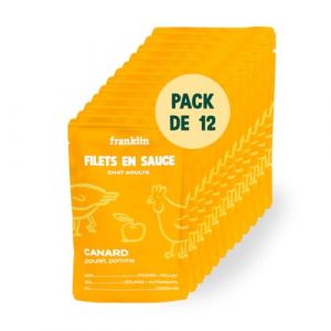 FRANKLIN – Filet en Sauce pour Chat – Nourriture Saine avec 85% de Canard et de Poulet – Sachet Fraicheur – sans Céréales – Hydratation Optimale – 12x85g (Franklin Pet Food, neuf)