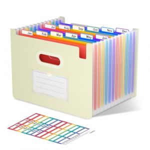 ThinkTex Trieur Document, 12 Pochettes Extensible, Vertical et Ouvert Sur le Dessus, Rangement Papier Administratif, Organiseur Portable de Factures Mensuelles, Format Lettre/A4 - Morandi Jaune (ThinkTex EU, neuf)