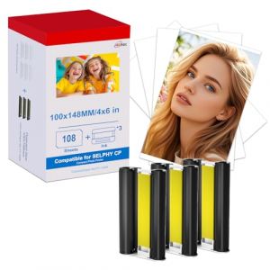 KP-108IN Lot de 3 cartouches d'encre 3115B001(AA) 3 couleurs compatibles avec Canon KP-108IN avec 108 papiers photo 3 cartouches d'encre pour Canon Selphy Series CP1300 CP1500 (RUIJINA-EU, neuf)