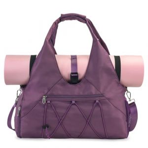 SIVENKE Sac de sport pour femme avec compartiment à chaussures et compartiment humide, sac de transport pour tapis de yoga, sac de loisirs, sac de natation, sac de gym pour homme et femme, violet (Zhongdeqi, neuf)