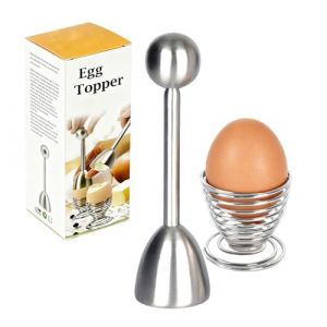 ORAGKE Casse Oeuf Toqueur &agrave; &OElig;uf et Coquetier &agrave; Spirale Ressort en Acier Inoxydable, Ouvre Oeuf &agrave; la Coque aux &OElig;ufs Durs et Crus, Coupe-&oelig;ufs Premium Set pour Gourmets, Lavable au Lave Vaisselle (BLUE EDELWEOSS S.R.L., neuf)