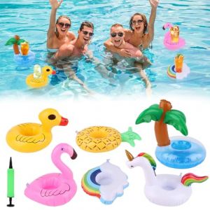 VFANDV Porte Gobelet Piscine 6 Pièces, Porte Gobelet Gonflable avec Pompe Plateau Flottant Piscine Bar Flottant pour Piscine Porte-Boissons Piscine Gonflable pour Vacances Baignade Beachparty (STOREZAGARI, neuf)
