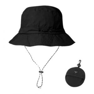 Chapeau Femme Anti-UV,Chapeau de Soleil pour Femme,Seau Pluie Chapeau Menton Lacets Séchage Rapide Packaging Boonie Safari Outdoor UV - Idéal pour Voyage,Randonnée,Pêche, (Noir) (EUROEDI SPEDITION, neuf)