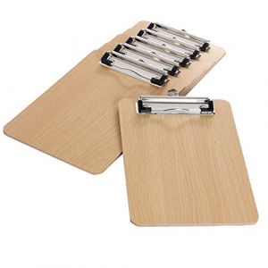 6 Pièces En Bois Porte-bloc A5 avec Pince, très épais 4mm, Clip Planches pour Papier d'écriture Memo des Dossiers, Planchettes à Pince Idéal pour le Travail Quotidien, Lot de 6, TKD8010 (TuKai, neuf)