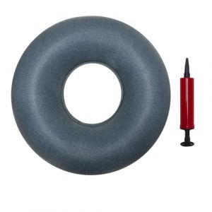 Coussin Gonflable en Anneau Gris pour Douleurs au Coccyx, Hémorroïdes, Prostatite, Episiotomie, Soulagement de Douleurs Périnéales, avec Pompe - Coussin Ergonomique d’Assise pour Fesses Douloureuses (JiaHeHe, neuf)
