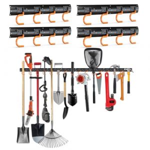 3-H Porte Outils de Jardin Mural Tout en Métal 4 x 42cm, Support Outils de Jardin avec 16 Crochets pour Rangement Outils Jardinage, Crochet Mural Garage pour Garage Remise Entrepôt Établi Ferme (IGLAMOUR STORE, neuf)
