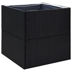 vidaXL Jardinière Pot de Fleurs Bac à Fleurs Pot de Plantes de Jardin Balcon Terrasse Patio Extérieur Noir 80x80x80 cm Résine Tressée (vidaXL FR, neuf)