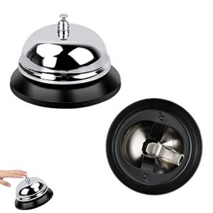 2 Pièces Sonnette de Comptoir Sonnette de Service en Acier Inoxydable Cloche de Table D'appel Sonnette de Réception pour Cuisine Hôtel Restaurant Bar Bureau École (Argent) (Heting-YQ, neuf)