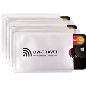 OW-Travel Etui Carte Bancaire Anti Piratage. Porte Carte Antivol Anti Fraude. Etui Protection Carte Bancaire sans Contact. Porte Carte Bancaire Anti Piratage (RFID Pochette Carte 5 Argent) (One-Wear Store, neuf)