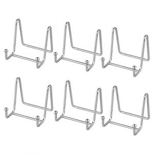 Porte Assiette Chevalet Support Presentoir - 6 Pièces Argenté Metal Support Assiette Decorative - Support Cadre Photo de Table - Présentoir de Fer pour Plaque | Livre Cuisine | Carte Postale - 7,6 cm (Tincogo, neuf)