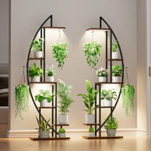Porte Plante avec Lampe de Croissance - Support pour Plantes en 6 Niveaux, Étagère pour Plantes de 160cm Haut, Grandes étagères d'affichage pour Plantes d'intérieur, Porte Plante Interieur pour Salon (Bestlead, neuf)