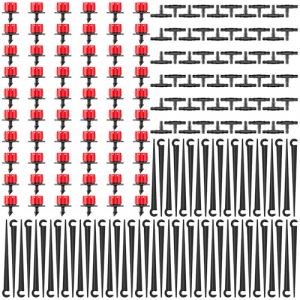 Forever Speed 180PCS Kit D'irrigation de Goutte Jardin, 60 Embout de Goutte à Goutte Réglable + 60 Connecteurs en T + 60 Ancrage au Sol pour Tuyau D'arrosage pour Jardin Pelouse Serre Plantes - Rouge (miafamily, neuf)