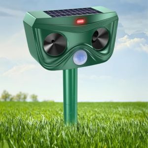 R&eacute;pulsif Chat Ultrason, R&eacute;pulsif Chat Exterieur, R&eacute;pulsif pour Chats Solaire, r&eacute;pulsif &agrave; ultrasons avec D&eacute;tecteur de Mouvement pour Jardin Cour Contre Les Chats Chiens Oiseaux Renards Rats (EU NWDA, neuf)