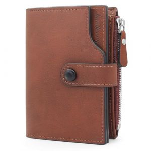 HNOOM Portefeuille Homme RFID Bloquant Porte Monnaie Cuir PU Porte Feuille avec 17 Porte Carte, Portefeuille Vertical pour Hommes avec Porte Monnaie Zipp&eacute; (Marron Clair) (HNOOM, neuf)