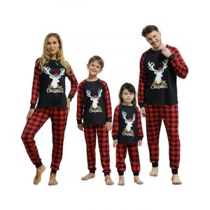 Pyjama Noel Famille,Ensemble Pyjama Famille Noel,Pyjama de No&euml;l Famille Assortis,V&ecirc;tement de Nuit &agrave; Manches Longues avec Imprim&eacute; de Renne,Christmas Pyjamas Noel pour Femme Homme Enfant B&eacute;b&eacute; et Couple (MARIO GENCO, neuf)