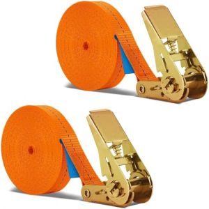 2 Pi&egrave;ces 12m Sangle d'Arrimage, BetterJonny Sangle &agrave; Cliquet avec Boucle de Serrage, 1000KG Sangle de Fixation,Largeur de Sangle 25 mm,Sangle &agrave; cliquet avec cliquet pour Fixation Voiture,Moto,Bagage (BASICON, neuf)