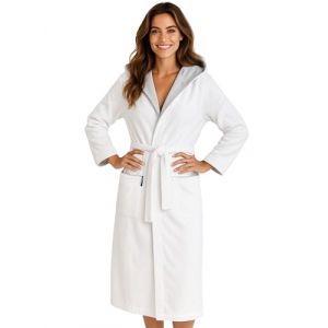 Morgenstern Peignoir de Bain Femme avec Capuche 100% Coton &Eacute;ponge OEKO-TEX&reg; Robe de Chambre Leonie Blanc XL (Morgenstern24, neuf)