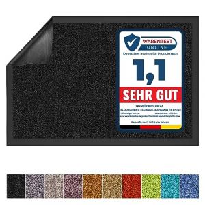 KARAT Paillasson de Porte Rhine - Paillasson Lavable en Machine à 30°C - Tapis d'entrée antidérapant Absorbant - Tapis de Porte certifié Oeko-TEX Standard 100 (Noir, 200 cm x 400 cm) (Velvet Trading, neuf)