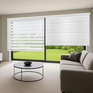 Store Enroleur Jour Nuit Double Tissu pour fenêtres intérieures ou Porte. Protection de Votre Vie privée Translucide & Occultant STORESDECO Blanc 150x250 cm (Largeur x Hauteur) (STORESDECO, neuf)