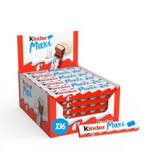 Kinder Maxi - Barre Chocolatée au Cœur de Lait fondant Enrobé de Chocolat Kinder - Goûter Fondant et Gourmand - Format Familial - 36 Barres (Ponera, neuf)