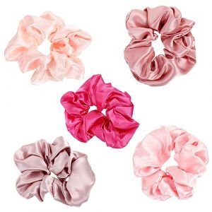 VICASKY 5 Pièces élastique à cheveux en satin soie Fille géant Bande de cheveux pour élastiques à cheveux bande de corde à cheveux Cordes à cheveux doux satin de soie (Belicious Helper, neuf)