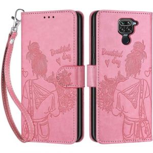 Coque pour Xiaomi Redmi 10X 4G, Coque Xiaomi Redmi Note 9, Etui Protection Housse Premium Cuir de Portefeuille en Cuir Fermeture Magn&eacute;tique Flip Case pour Redmi 10X 4G / Redmi Note 9 Coque (Rose) (DIKAS, neuf)