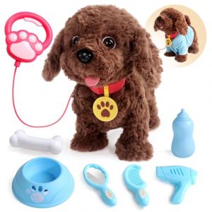 Chien Interactif Qui Marche et Aboie avec Laisse Peluche Chien Jouet Enfant 2 3 4 Ans Fille Garçon Chien Robot Réaliste Cadeau Fille 2 3 4 Ans (pengle, neuf)
