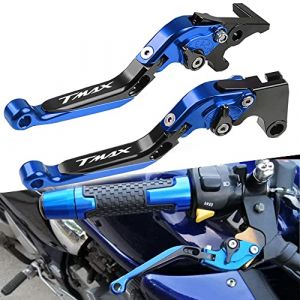 Adjustable Moto Leviers d'embrayage de Frein CNC pour T-Max 530 500 2008-2016 Tmax 530 SX DX 2017 2018 2019 TMAX 560 2020 (Bleu/Noir) (QJY-Motor Part-Store, neuf)