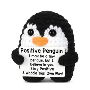 FUGLUS cadeau positif,manchot peluche, cadeau message positif,Poup&eacute;e de Soutien &Eacute;motionnel,manchot Positif avec Carte Positive, Mini Motivantes Tricot&eacute;e Poup&eacute;e, pour Famille, Couple, Collegue (BOOKING PRICELESS, neuf)